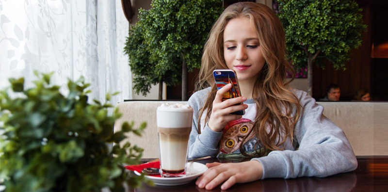 Teen taking survey on phone