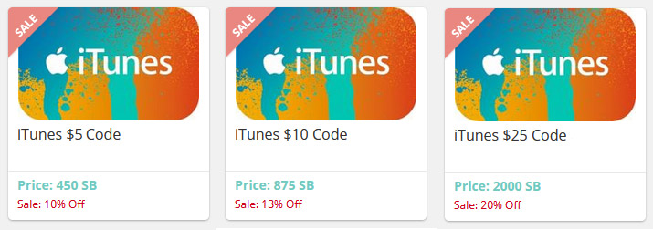 iTunes gift cards on sale