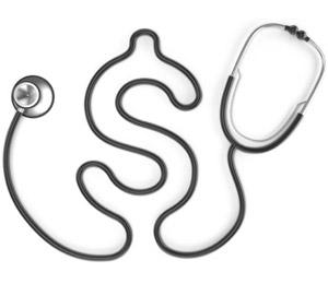 Stethoscope in the shape of a dollar sign