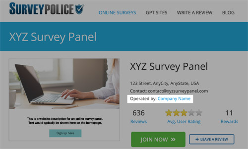 Survey company on SurveyPolice