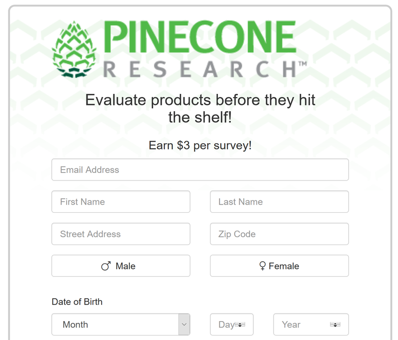 Pinecone Research signup form