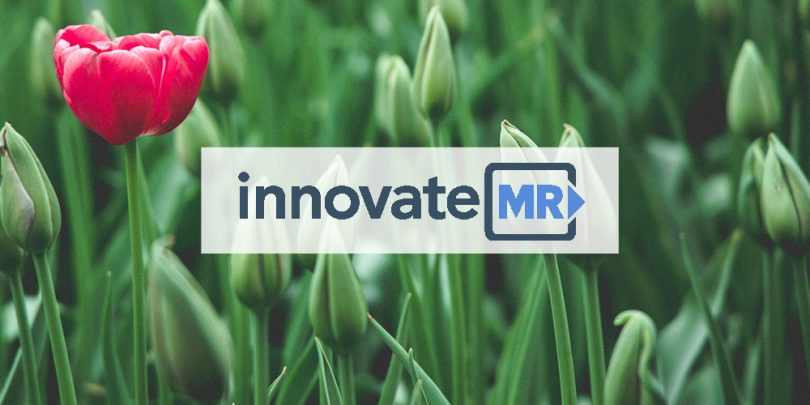Innovate MR logo superimposed on tulips