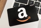 Amazon gift card on laptop computer