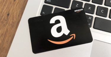 Amazon gift card on laptop computer