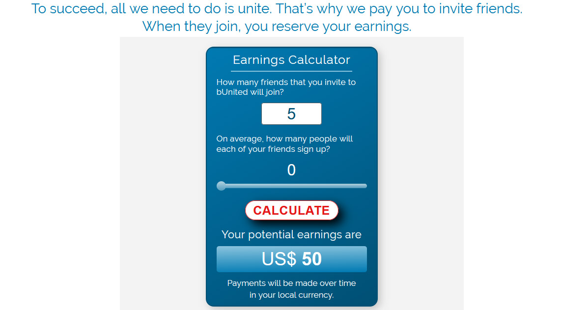 bunited - earnings calculator