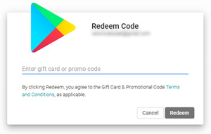 Redeeming a google play gift card