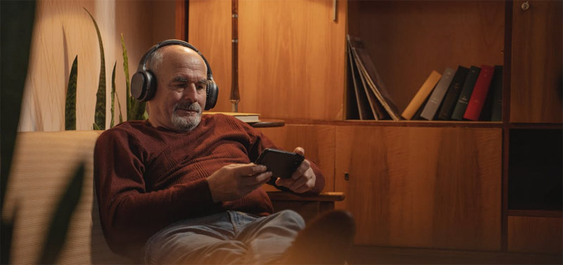 Elderly man gaming