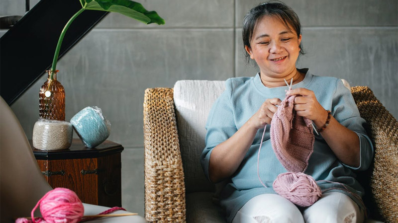 Woman knitting