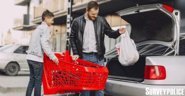 Father and son with Target store purchases