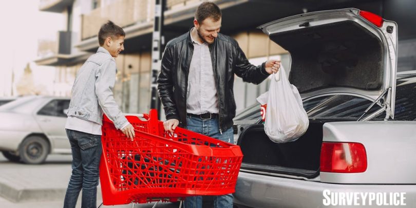 Father and son with Target store purchases