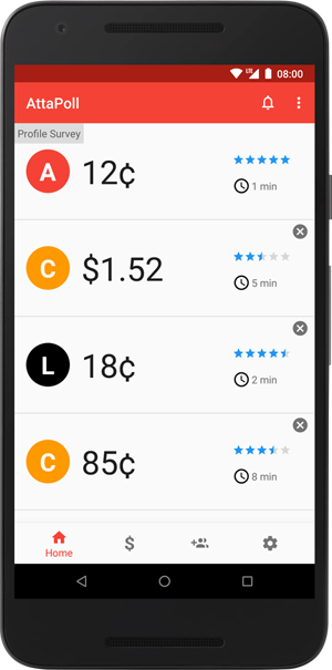 AttaPoll surveys screen