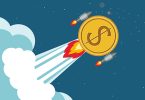 Money rocket representing fast paying websites