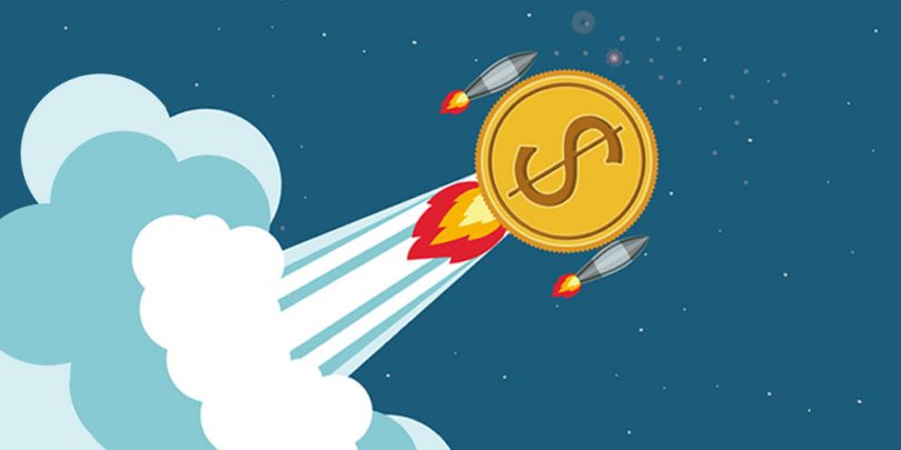 Money rocket representing fast paying websites