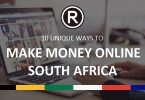 Make money online South Africa text appearing over laptop