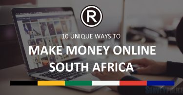 Make money online South Africa text appearing over laptop