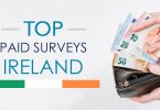 Top Paid Surveys Ireland text next to wallet with Euros