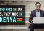 Best Online Survey Jobs in Kenya text next to man laptop