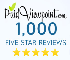 1000 5 star reviews for PaidViewPoint
