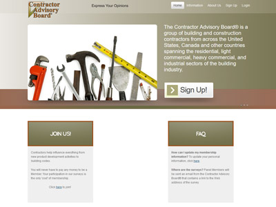 Contractor Advisory Board website screenshot