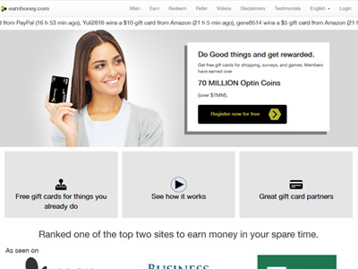 EarnHoney website screenshot
