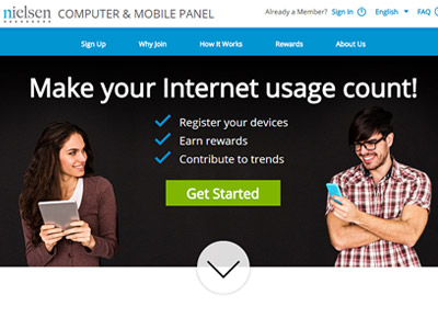 Nielsen Computer and Mobile Panel website screenshot
