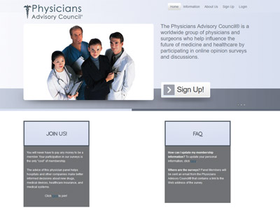 Physicians Advisory Council website screenshot