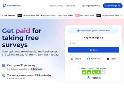 Prime Opinion website screenshot