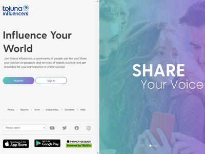 Toluna Influencers website screenshot