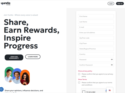 Yunite website screenshot