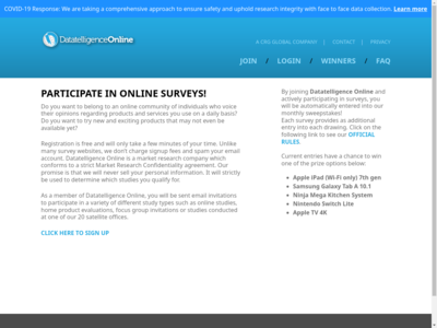 Datatelligence Online website screenshot