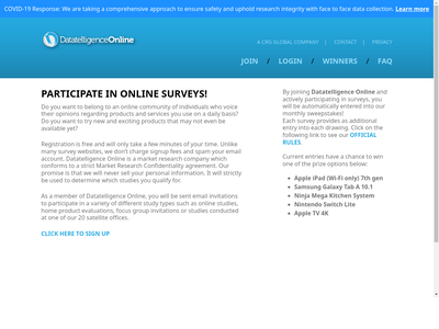 Datatelligence Online website screenshot