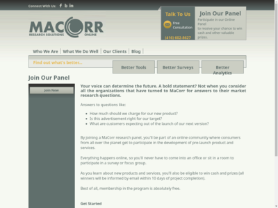 MaCorr Panel website screenshot