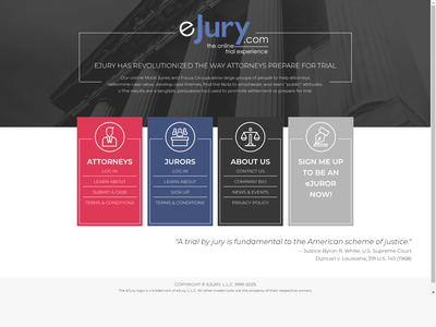 eJury website screenshot