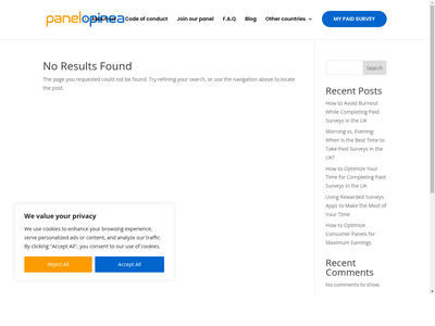Opinea Panel website screenshot