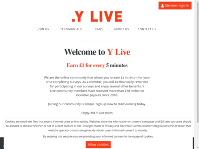 Y Live website screenshot