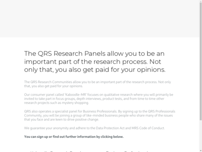 QRS Research Panel website screenshot