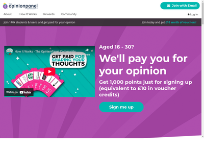 The OpinionPanel Community website screenshot