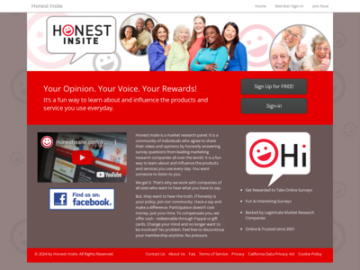 Honest Insite website screenshot