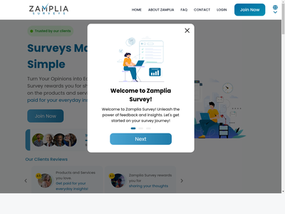 Zamplia Surveys website screenshot