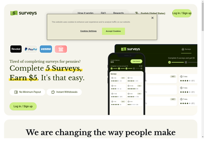 5 Surveys website screenshot