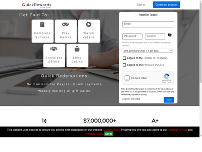 QuickRewards website