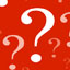 white question marks on red background
