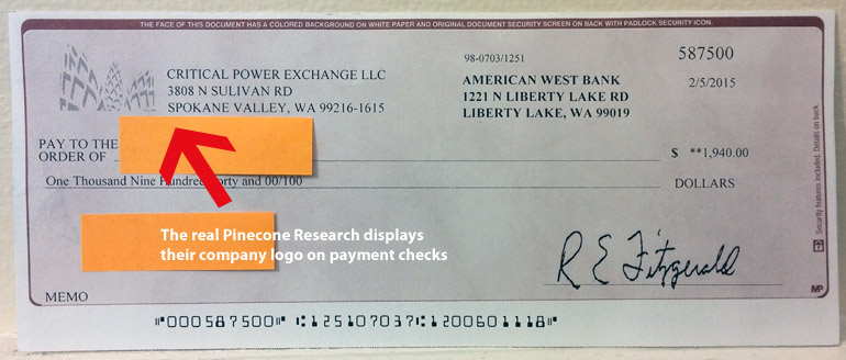 Pinecone Research fake check