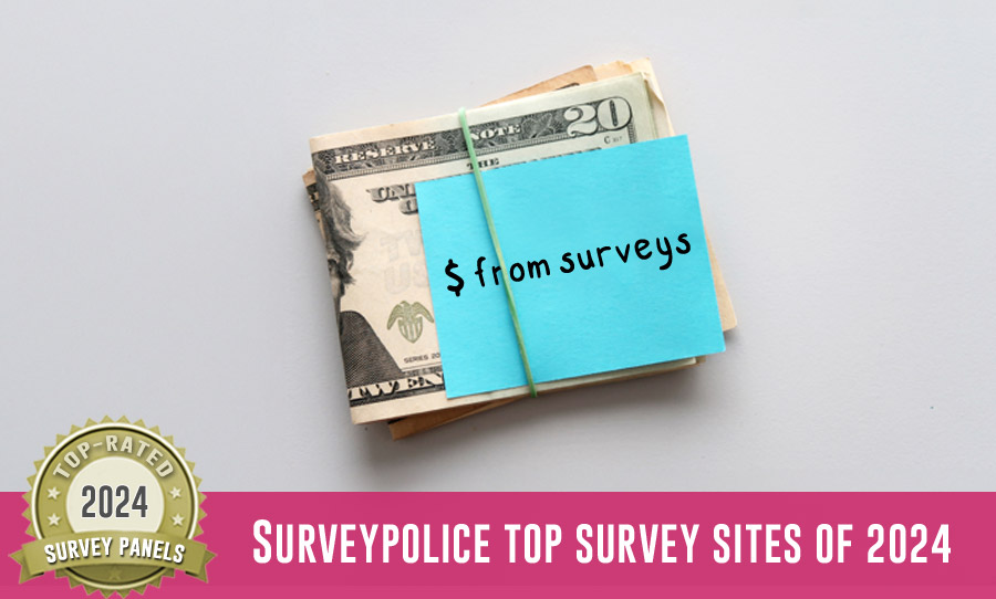 Top Survey Sites of 2024 text near wad of cash